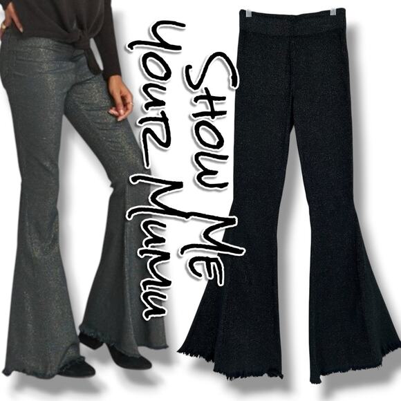 Show Me Your MuMu Denim - Show Me Your Mumu Berkeley Bells Shimmer Flare Pants XS Boho Festival Western